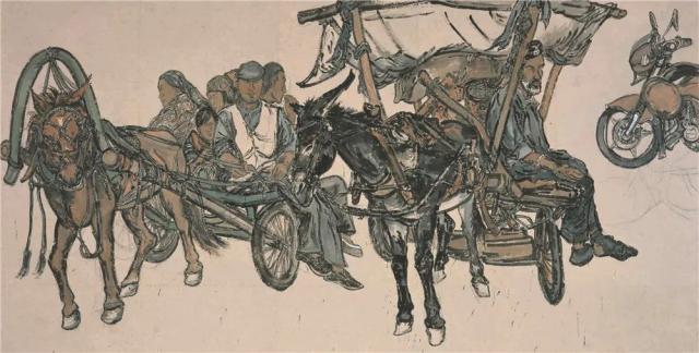《然多村口》&ensp;纸本设色&ensp;48cm&times;75cm&ensp;2017年